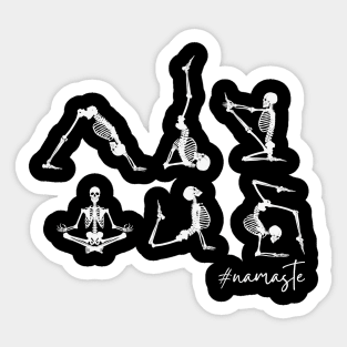 Gray Skeleton Halloween Yoga: Spooky Zen Vibes Sticker